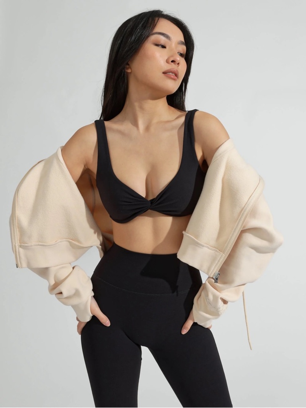 BuffBunny Black Twist-Front Sports Bra